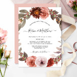 Himlen i Ro, Burgundy  Blommigt Bröllop Inbjudningar<br><div class="desc">Elegant och romsk design med utsökt,  handmålad vattenfärgsutandning för blommigt som innesluter dina uppgifter. Blommigt i en skonsam kombination av ,  dammiga ro,  persikor,  burgundi,  gult,  grått och grönt. Kortets baksida i romantisk  skugga. En del av himlen i Ro-samlingen.</div>