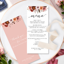 Himlen i Ro, Watercolor Blommigt Bröllop Menu Meny
