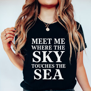 Himlen möter havet-typografi;  Marin sommar; Citat T Shirt