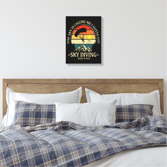 Himlen ropar på mig jag måste åka fallskärmshopp canvastryck (Insitu (sovrum))