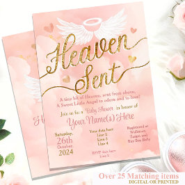 Himlen Sent Baby Shower-inbjudan - Little Angel Inbjudningar