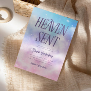 Himlen Sent Rosa Himmel Baby Shower-inbjudan Inbjudningar