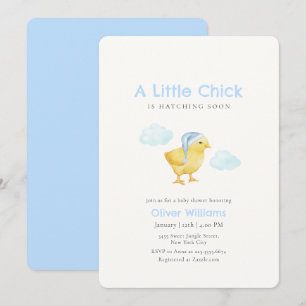 Himlens blå lilla kyckling moln baby shower inbjudningar
