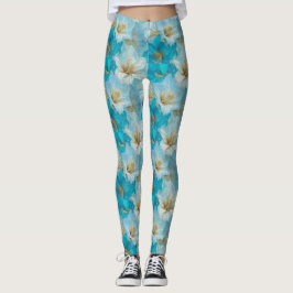 Himlens blå löpande Amarillis-inspirerade presenti Leggings