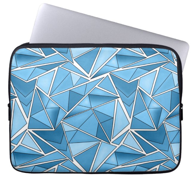 Himlens blå och blå geometriska former mönster mod laptop fodral (Framsidan)