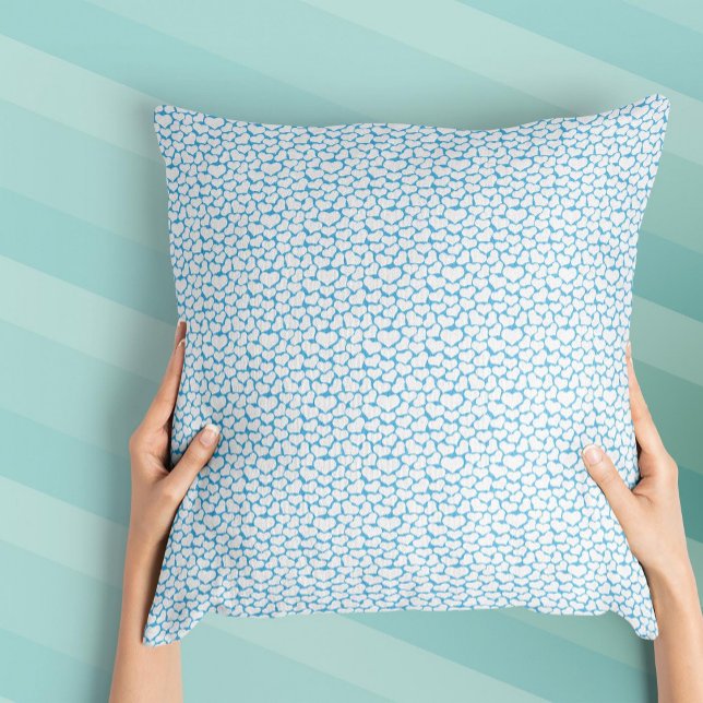 Himlens Blå Vita Hjärtan Glad Design Kudde (Skapare uppladdad)