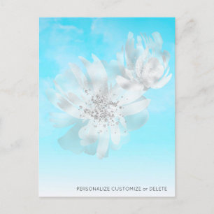 Himlens blåa ombre moln blommor glitter vykort