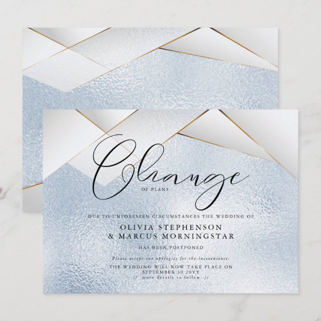 Himlens blåa pärlfacetter Postponerad bröllop Inbjudningar (Fram/baksida)