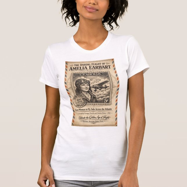 Himlens legend. Fira Amelia Earhart T Shirt (Framsida)