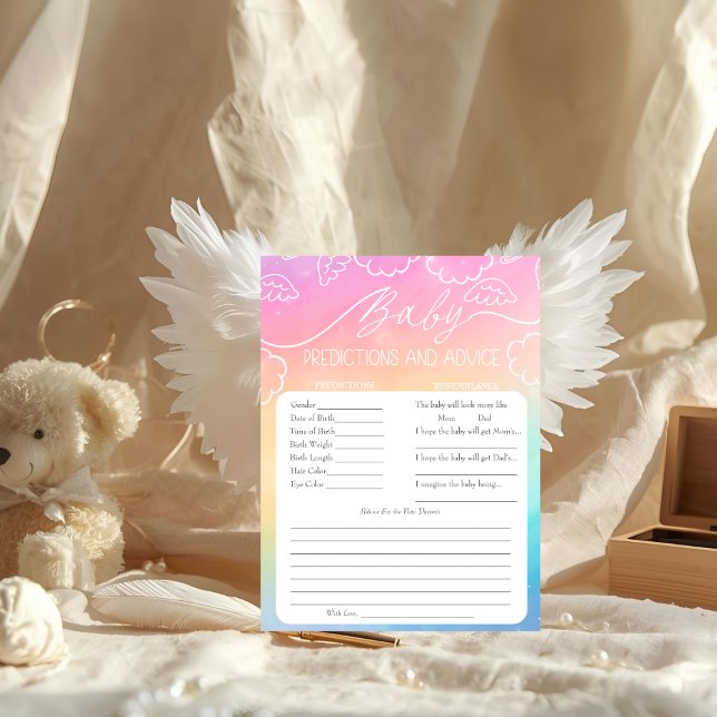 Himlens Regnbåge Baby Förutsägelser & Rådgivningsk Inbjudningar (Heavenly Rainbow Baby Predictions & Advice Card)