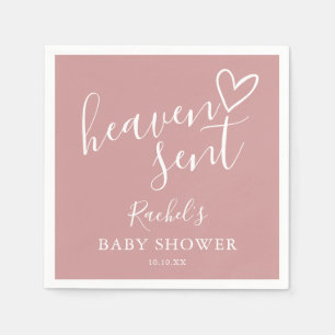 Himlensända dammig rosa rosa flicka babyshower pappersservett