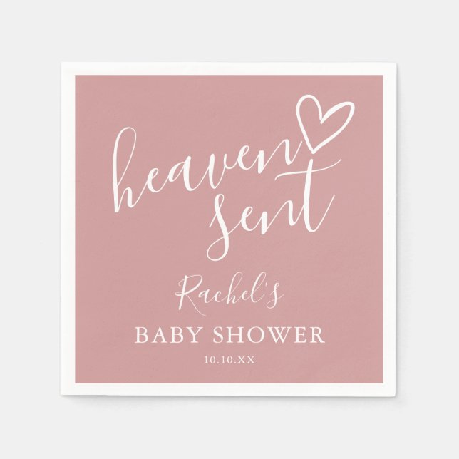 Himlensända dammig rosa rosa flicka babyshower pappersservett (Framsidan)