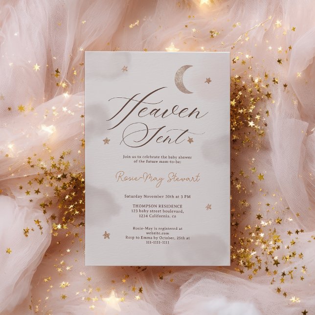 Himlensända könsneutrala månstjärnor Inbjudan (Heaven sent gender neutral moon stars Invitation)