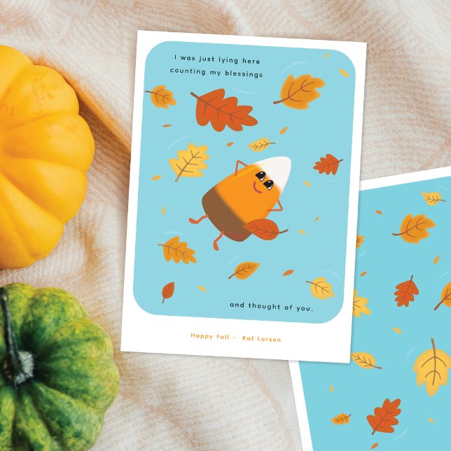 Himlensblå | Choklad Candy Corn | Thanksgiving Julkort (Skapare uppladdad)