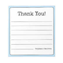 Himlensblå Retro Tack Ditt Namn Linjerad