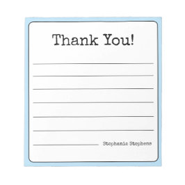 Himlensblå Retro Tack Ditt Namn Linjerad Anteckningsblock