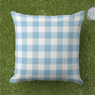 Himlensblå vit Gingham Plaid Rutig Kudde