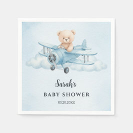 Himmel Äventyr Cute Nalle Pilot Baby Shower Pappersservett