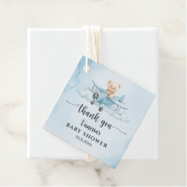 Himmel Äventyr Cute Nalle Pilot Tack Gåvor Etiketter