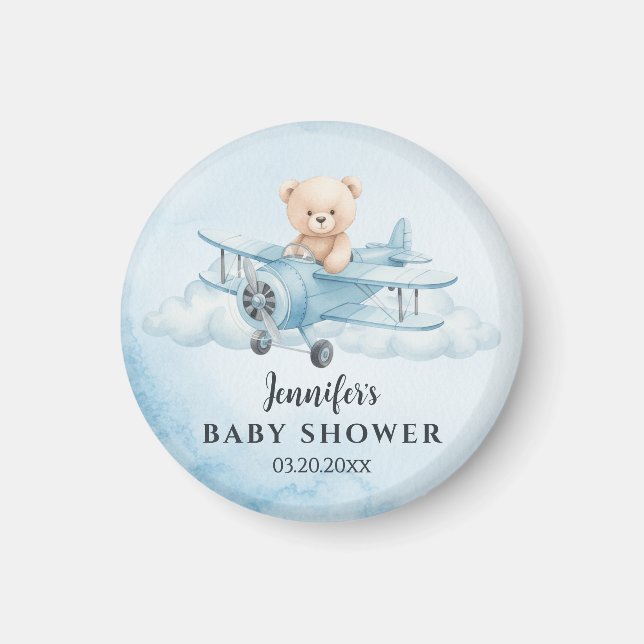 Himmel Äventyr Cute Teddy Bea Baby Shower Favor Magnet (Framsidan)