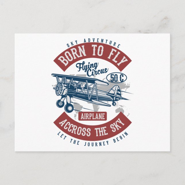 Himmel Äventyr, född till flygplanet Vykort (Framsida)