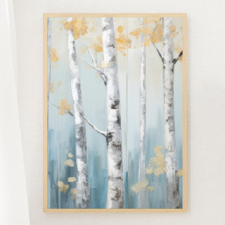 Himmel Blue and Beige Birch Träd Forest Print 2 av Poster