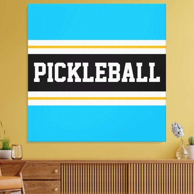 Himmel Blue Black Gult PICKLEBALL Rand Canvastryck (Insitu (Vardagsrum))