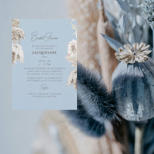 Himmel Blue Boho White Blommigt Möhippa Inbjudningar