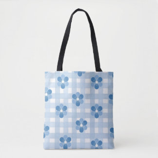 Himmel Blue Checkate Tote Bag Tygkasse
