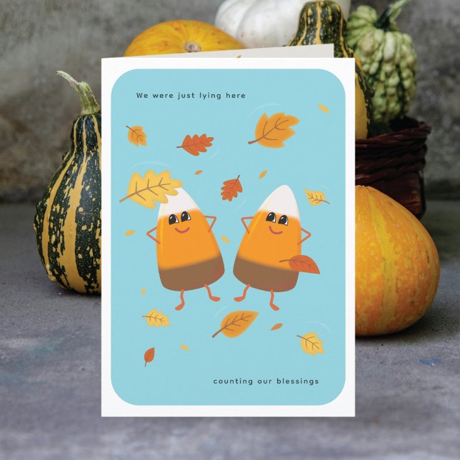 Himmel Blue | Chocolate Candy corn par | Fall Helgkort (Skapare uppladdad)