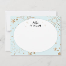 Himmel Blue Glitter Stars och Fireworks Note Card
