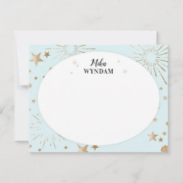Himmel Blue Glitter Stars och Fireworks Note Card Anteckningskort