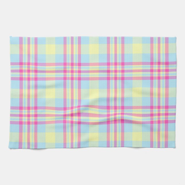 Himmel Blue Kitchen Towel med Rosa Checks & Soft P Kökshandduk (Horisontell)