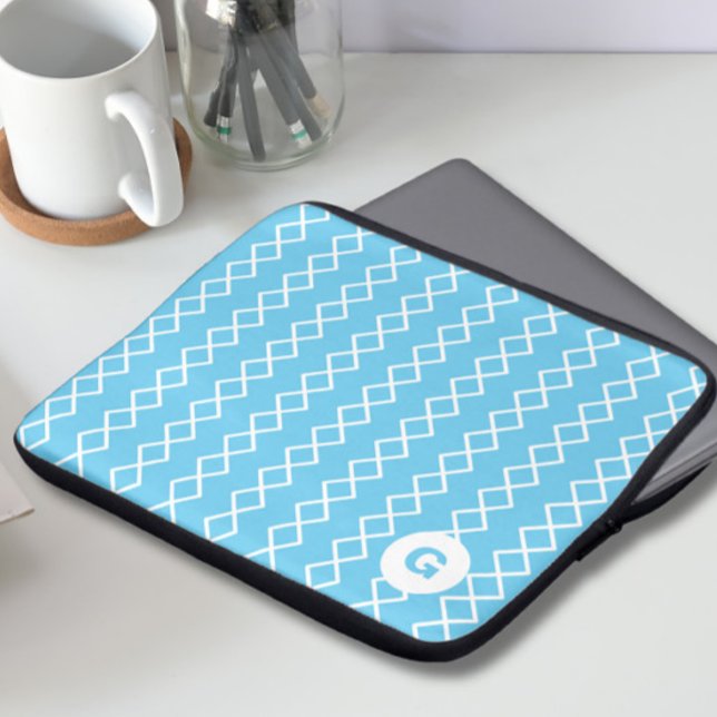 Himmel Blue Monogram Geometric Laptop sleeve (Skapare uppladdad)