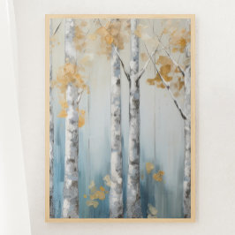 Himmel Blue och Beige Birch Träd Forest Print 3 av Poster