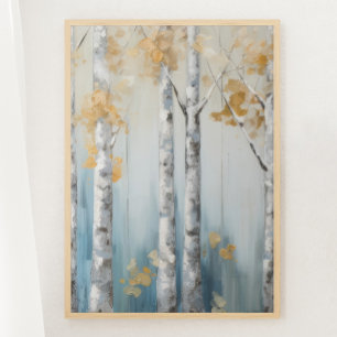 Himmel Blue och Beige Birch Träd Forest Print 3 av Poster