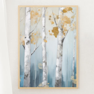 Himmel Blue och Beige Birch Träd Forest Skriv ut 1 Poster