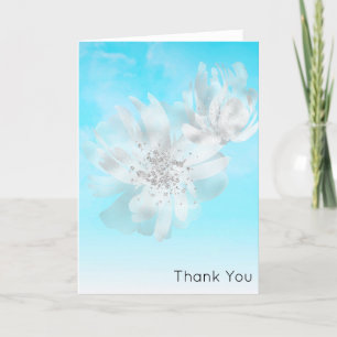 *~* Himmel Blue Ombre Clouds Flowers Glitter Tack Kort