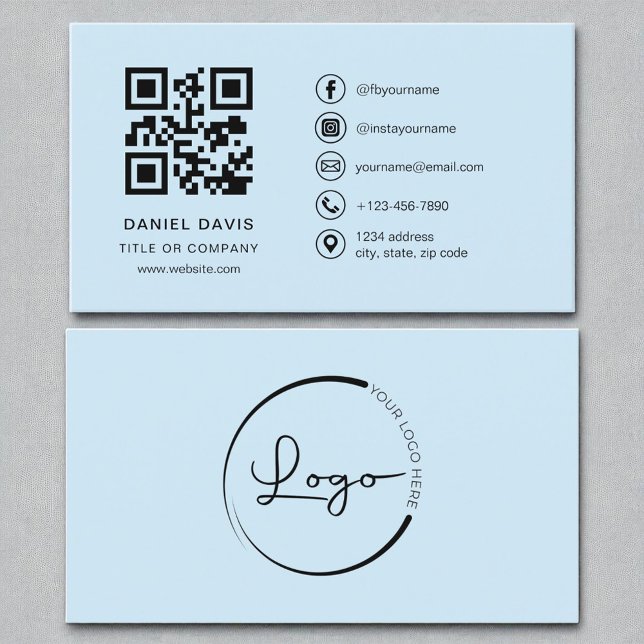 Himmel Blue Professionell Company Logotyp QR-kod Visitkort (Skapare uppladdad)