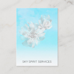 *~* Himmel Blue QR Flowers Glitter Shimmer Visitkort