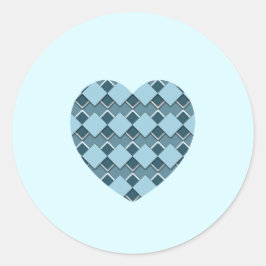 Himmel Blue Square och Diamond Checkered eart Runt Klistermärke