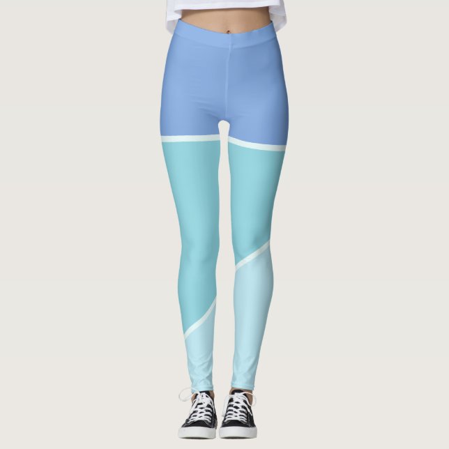 Himmel Blue & teal snyggt gradient monokrom färg Leggings (Framsida)