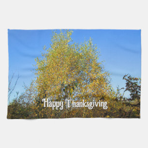 Himmel Dancing Höst löv - Anpassningsbar Thanksgiv Kökshandduk