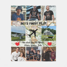 Himmel Finest Pilot, Airplan & Karta, Photo Collag Fleecefilt
