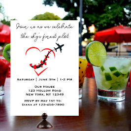 Himmel Finest Pilot,Heart Airplan,Birthday,Simple Inbjudningar