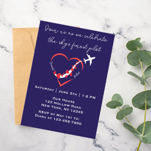 Himmel Finest Pilot,Heart Airplan,Birthday,Simple Inbjudningar