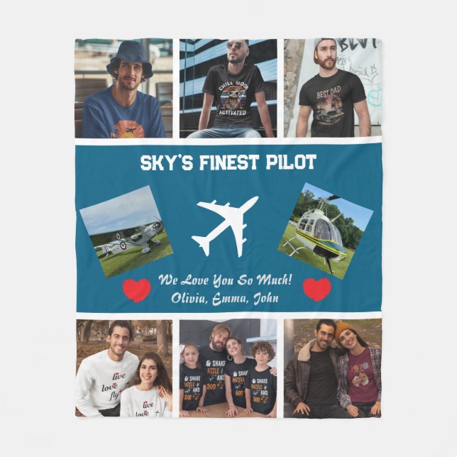 "Himmel Finest Pilot" Photo Collage,Flygplan,Moder Fleecefilt (Framsidan)