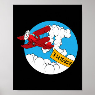 Himmel-flygplanet Funny Math Nerd Birthday Gift Pi Poster