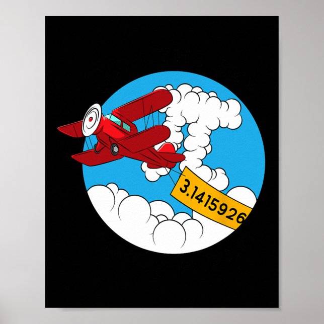 Himmel-flygplanet Funny Math Nerd Birthday Gift Pi Poster (Framsidan)