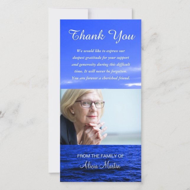 Himmel för hav för tack för fotosympati minnes- (Framsida)